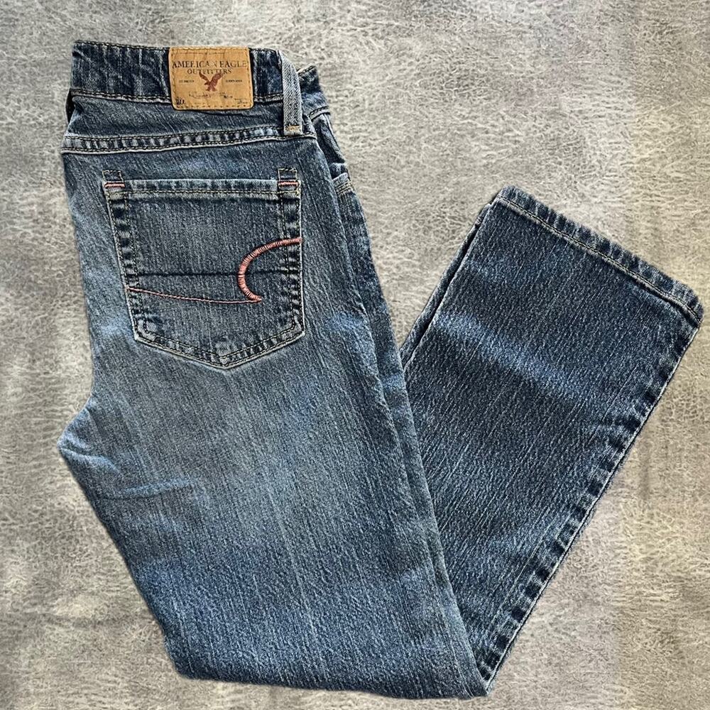 Vintage Y2K American Eagle Outfitters Straight Leg Jeans - Blue
